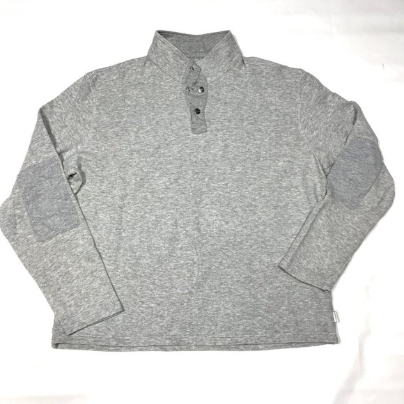 Michael Kors Heather Gray Waffle Knit 1/4 Snap Button Mock Neck - Picture 1 of 5
